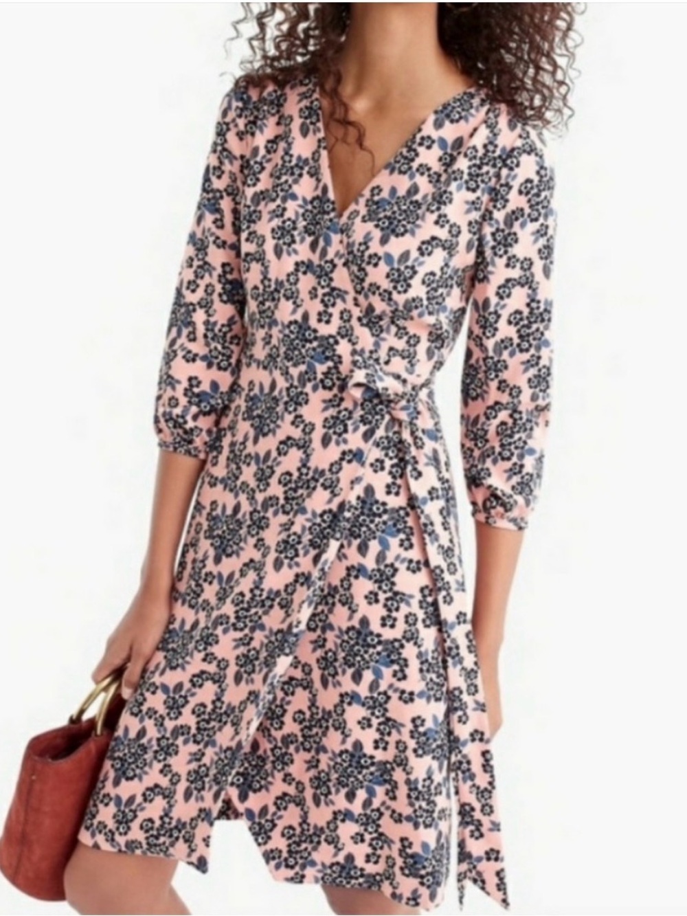 J. Crew Wrap Dress 365 Crepe Pink Plush Floral Bouquet Size 6P - Picture 1 of 14